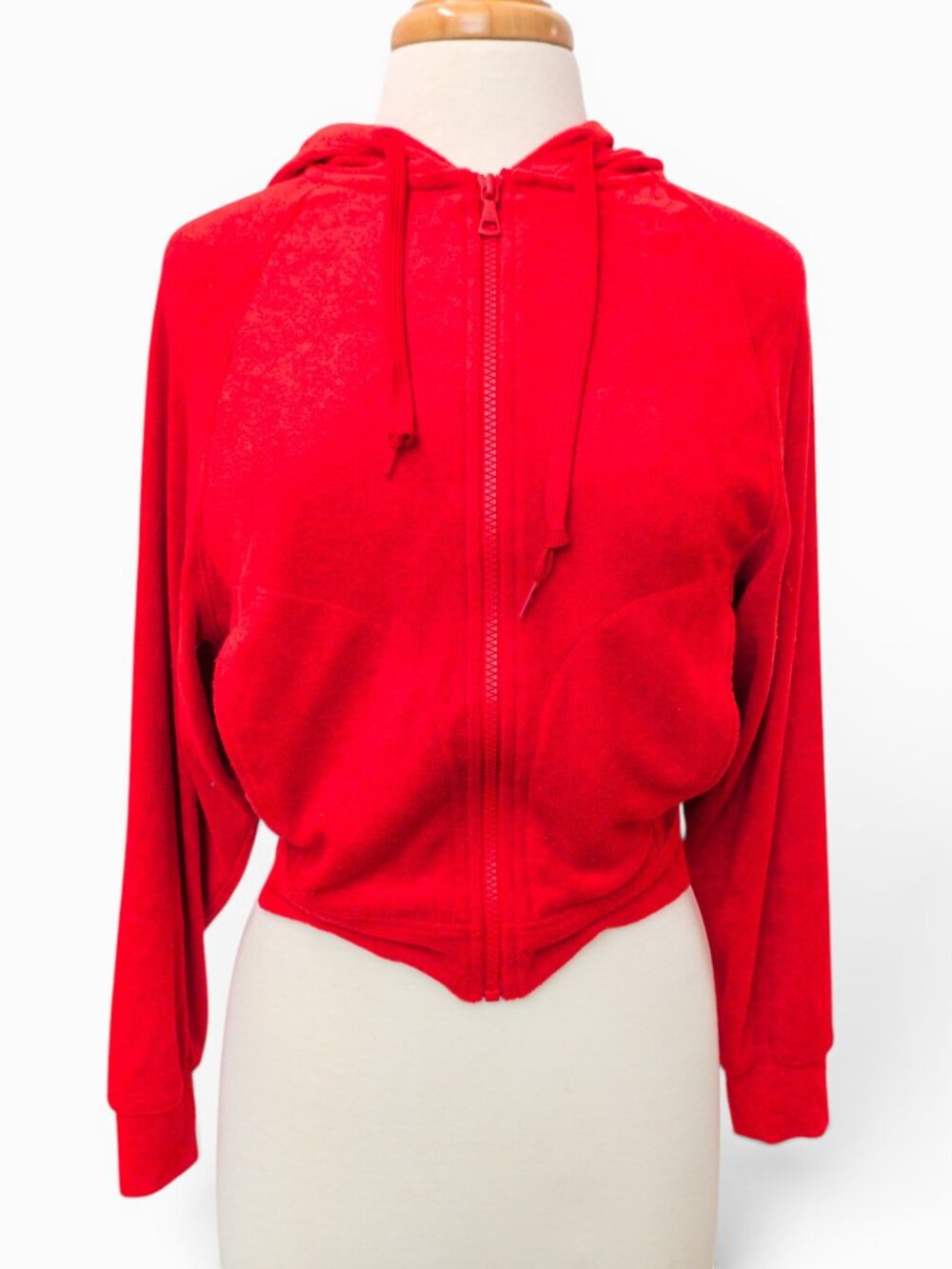 Tomas Maier x Uniqlo Cropped Terry Zip Hoodie | Tomato Red | Size S